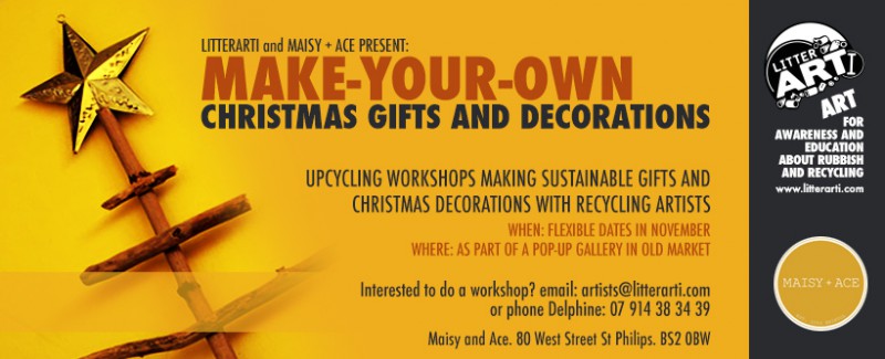 Macy and Ace and LitterARTI host Christmas workshops to make sustainable christmas gifts and deocrations for the month of November