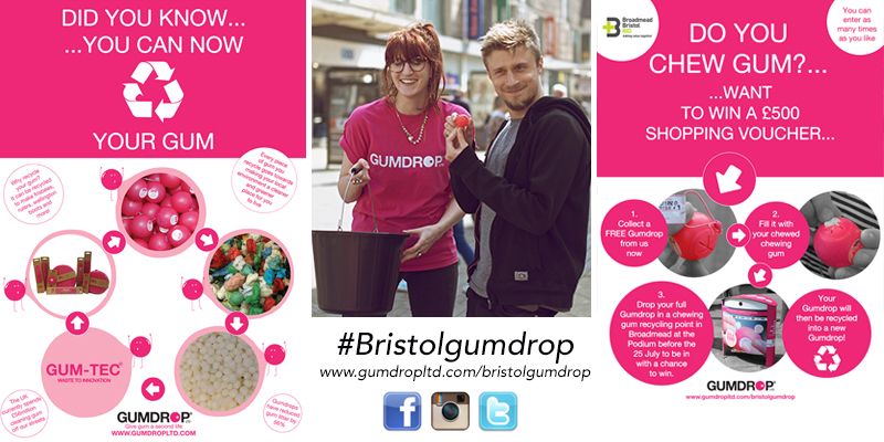 Litterarti chewing gum awareness campaign with Broadmead Bid Shopping Quarter and Gumdrop