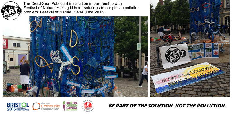 The Dead Sea. Public Art Installation in partnership with Festival of Nature 2015. Asking children for solutions to our plastic pollution problem. Festival of Nature 13/14 June 2015.